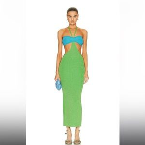 Retrofete, size small, green & blue Eloisa Dress